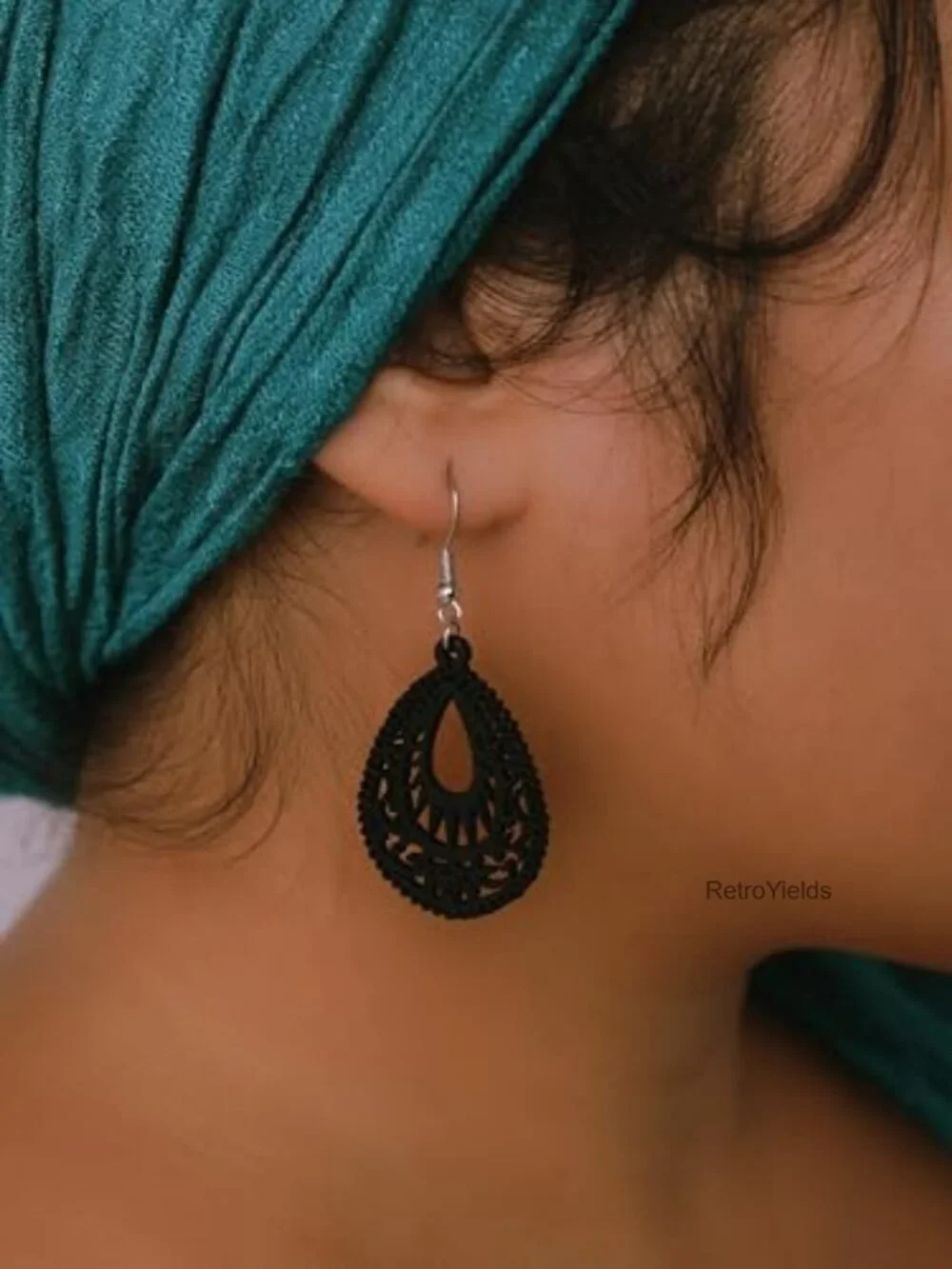 Bohemian Hollow Cut-Out Wood Leather Dangle Drop Earrings